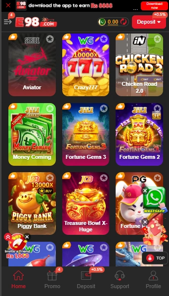 E98Fun Game interface