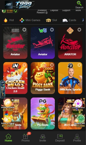 T9999 Game interface